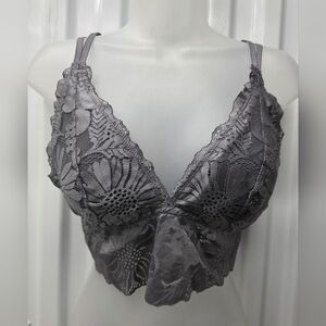Aerie Floral Lace Bralette in Charcoal